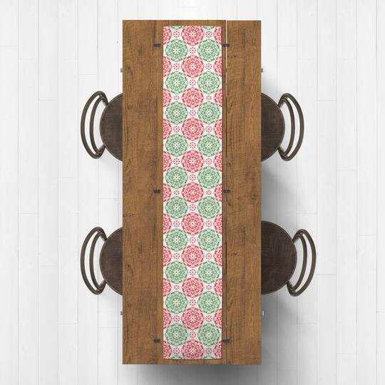 Christmas Kaleidoscope Pattern Poly Twill Table Runner